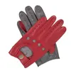 Fashion Male Genuine Leather Gloves Sheepskin Mens Wrist Unlined Breathable Genuine Fashion Driving Gloves Men Mittens297H