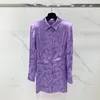 Robes décontractées 2024 Purple Print Robe sexy taille mi-longueur paragraphe lâche mince chemise à manches longues femme