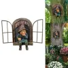 Esculturas Naughty Garden Gnome Estátua Elf Out The Door Tree Hugger Home Yard Decor