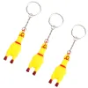 Leksaker 9 förpackningar pressa skrikande kyckling nyckelring rolig gul skrikande kyckling hänge för nycklar påsar telefoner