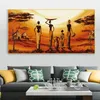 Donne africane Tramonto Tela Pittura Paesaggio astratto Poster e stampe Immagini a parete per soggiorno Decorazione corridoio domestico233V