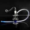 2pcs épais et lourd mini brûleur à mazout en verre Bong Bubbler Pipe à fumer narguilés spirale matrice Perc épais Pyrex fumer tuyau d'eau avec 10mm mâle brûleur à mazout tuyau et tuyau