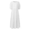 Robes décontractées robe en tissu léger col rond doux respirant a-ligne maxi avec grand ourlet manches courtes pour les femmes équipage