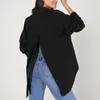 Blouses Femmes Chemises solides Femmes Mode coréenne Tunique Tops 2024 Automne Chemisier à manches longues Casual Loose Plain Blusas Fente Dos Oversize