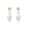 Dangle Earrings Minar Classic Natural Fraphwater Pearl Drop for Women 18K Goldメッキステンレス鋼イヤリングステートメントウェディングジュエリー