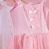 Bühnenkleidung, langärmeliges Spitzen-Ballettkleid, rosa/weiß, für Mädchen, Tanz, Ballerina, Kinderkleidung, Kinderkostüme