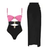 Swim wear 2024 New Women Button One Piece Holiday Swimsuit Set Bikini Two Piece Monokini Swimsuit aquatic sports 240311