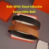 Cinturones reversibles Cinturón de diseñador con cinturón de hebilla de acero para hombres y mujeres Cinturón de moda de cuero de vaca Incluye bolsa Box244t