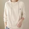 Broderad hooded kvinnors hoodie hösten ny modedesign med en känsla av västerländsk, lös passform, tunn långärmad ålder och reducerar t-shirt toppstil ge stil ge