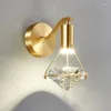 Wall Lamp Bedside Bedroom Light Luxury Crystal Modern Simple All Copper Creative Living Room TV Background