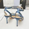 Designers High Heel Sandals Gold Rhinestone Patent Leather Sandals Luxury Embroidered Women Dress Shoes 10cm High Heeled 35-42 Stiletto Heel Wedding Sandal With Box With Box