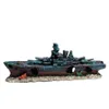 47x9 5x12cm Navy Nave da guerra Nave da battaglia Resina Barca Aqaurium Serbatoio Pesce Decorazione Ornamento Subacqueo Rovina Relitto Paesaggio A9154 Y200304V