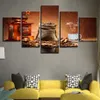 Moderna decoração de casa fotos em tela impressões hd 5 peças grãos de café pintura café aroma copo cartaz restaurante arte da parede sem moldura256y