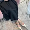Designer scarpe tacchi alti sandali da donna strass estate vera pelle pompe di marca fondo piatto punta a punta sandalo nero opaco nudo con scatola