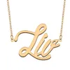 Liv nom colliers pendentif personnalisé personnalisé pour femmes filles enfants meilleurs amis mères cadeaux 18 carats plaqué or acier inoxydable