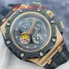 AP Fancy Watch Highend Watch Royal Oak Offshore Series 26290Ro Forged Carbon Ring 18K Rose Gold Material Timing Automatisk mekanisk mens Watch 44mm