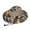 Berets Atmungsaktive Mesh Eimer Hut Outdoor Camouflage Sonnenschutz Wanderkappe Breite Krempe Visier Angeln Hüte Für Unisex