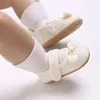 Primeiros caminhantes bonito laço branco bebê menina princesa sapatos nascido vestido de casamento criança ao ar livre calçado antiderrapante