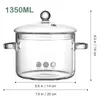 Glas kastrull soppkök kökskiktor stora matlagning blandande lock krukor klart koreansk hushåll 1350 ml kapacitet 240308