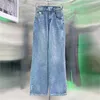 Damenmode-Denim-Hosen-Hose-Entwurfs-Rücken-Buchstaben-Abzeichen-beiläufige Jeans-Designer-Mädchen-lange Jean-Hose-Kleidung