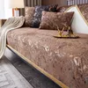 Gilded Pattern Dutch Velvet Sofa Covers Sofas Towel Anti-slip Couch Protector Slipcover Sofa Blanket for Living Room Yellow Edge 240304