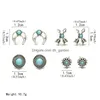 Hoop Huggie Vintage Sier Turquoise Crescent Arrow Statement Earrings Set 4Pcs/Set Bohemian Cross Shape Stud Earring Promotioal Jewelry Dhb1O