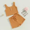 Set di abbigliamento Born Baby Girl Clothes Summer Outfit Cami Canotte con pantaloncini elasticizzati con volant casual Set per