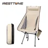Westtune Portable Folding Camping Chair with Headrest Lightweight Tourist Chairs Aluminum Alloy Fishing Chair Outdoor Furniture 240220