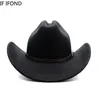 Chapeau de cowboy occidental vintage pour hommes Gentleman Lady Jazz Cowgirl avec cuir à large bord Cloche Church Sombrero Hombre Caps 240312