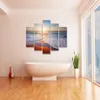 Peinture artistique sur toile, 5 pièces, coucher de soleil, paysage marin, plage, décoration murale, images modulaires, peintures à l'huile, sans cadre, 226l