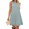 Casual Dresses Trendy Summer Striped Sleeveless Dress Women Holiday Backless Straight Kirt High Street Fashion Robes