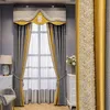 Curtain & Drapes Custom High Quality Modern Simplicity Embroidery Splicing Silk Gray Lace Gold Blackout Valance Tulle Panel M1166234E