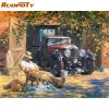 Nummer RUOPOTY Relax Auto Canvas Foto Diy Schilderij van Nummers Acrylverf Vintage Schilderij Handgeschilderd Voor Thuis Wall Art Decor