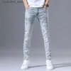 Jeans voor heren Mode 2022 Stretch denim jeans Heren Lente Herfst Gescheurd Retro Hot Drill Borduren Slanke kleine voeten Blauw Veelzijdige lange broek L240313