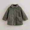 Down Coat MARC&JANIE Girls Spring Autumn Winter Faux Alpaca Mid-Length Cotton Jacket 221723 French Series