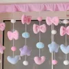 Tende Cute Heart Stars Bow Tende Tenda per porta Tende corte romantiche Camera per ragazze Partiton Sweet Bead Nappa Tenda per finestra Valance