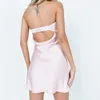 Casual jurken elegante satijnen strapless tube dress vrouwen club party cocktail vestidos sexy backless uitgesneden mini jaren 90 vintage streetwear