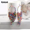 Dangle Earrings Kymyad Bohemian Multicolor Beads Tassel للنساء المصنوعة يدويًا Boho Ear Jewelry Big Big Dething 2024