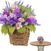 Decoratieve bloemen lavendel bloemenmand kunstkrans lente zomer kransen voor hangende manden aan de voordeur