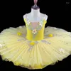 Abbigliamento da palcoscenico Tutu di balletto professionale con paillettes gialle Abito da donna per adulto Ragazze Bambini Performance Costumi da ballerina di danza del Lago dei cigni