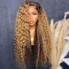 Mogolian Hair HD Transparent Deep Wave Lace Frontal Wig 13x4 Curly Lace Front Human Hair Wigs Glueless Pre Plucked 250% Full Synthetic Wig