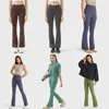 Lu Yoga Women's Eibseiszized Wide-Pantsフレアパンツハイウエストヒップリフティングカジュアルなカジュアルな100個のヌードストレッチフィットネスパンツゆるいマイクロフレアパンツ