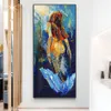 Pittura su tela Sirena astratta Immagine di arte della parete Nordic moderno Poster e stampe per soggiorno Decorazione domestica259H