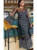 Casual Dresses Spring Summer Fashion Print Two Piece Set Women Sexig stropplös klänning Mesh Perspektiv täcker upp