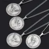 Pendant Necklaces 7 Archangel Gabriel Raphael Magic Circle Round Pendants Necklace Angle Wings Amulet Stainless Steel Pendants Jewelry AccessoriesL242313