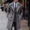 Męski Trench Coats High Street Jednoustronna klapa Long Windbreaker 2024 Fashion Oversize kurtka zima Zimowa męska rękaw zagęszcza wełna