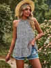 Women's Blouses M Temperament Casual Halter Neck Sleeveless Top 2024 Spring Summer Loose Fashion Floral