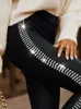 Frauen Hosen Funkelnden Diamant Design Gefühl Abnehmen 2024 Mode Einfarbig Hoher Bund Enge Casual Hose Sets