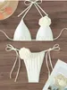 Yüzme Giyim S.XL Seksi 3d Çiçekler Halter Strappy Bikini Bayan Mayo Bayanlar Mayo İki Parça Set Bikini Banyo K5297 Su Sporları 240311