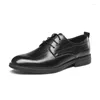 Scarpe eleganti Kangnai da uomo formali in vera pelle di mucca stringate con punta tonda scarpe da ufficio nere da uomo d'affari